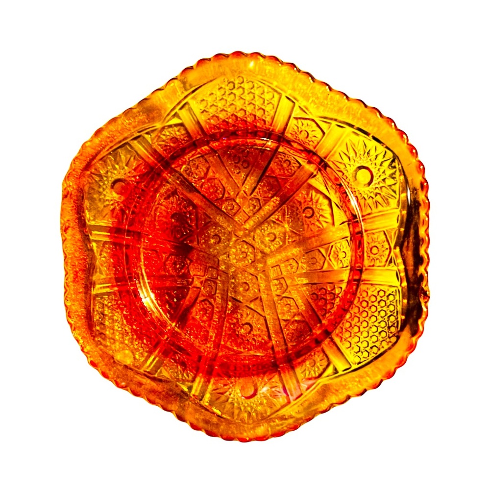 Vintage Indiana Carnival Glass Red Marigold Dish Plate Excellent Condition